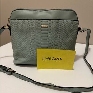 Lovevook Mint Green Faux-Snakeskin Crossbody Bag with Gold Hardware